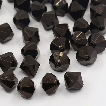 Faceted Bicone Transparent Acrylic Beads, Dyed, Black, 8mm, Hole: 1mm, about 2800pcs/500g