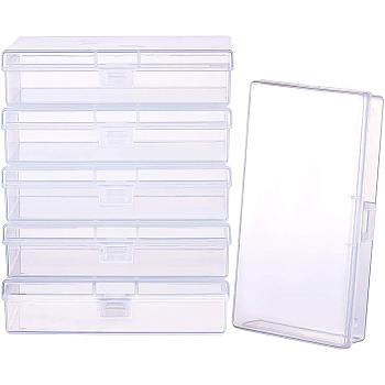Plastic Bead Containers, Cuboid, Clear, 13.2x7.7x3cm, 6pcs, Carton: 20x15x10cm