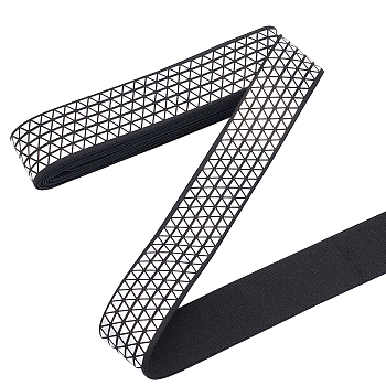 Elite Elastic Rubber Bands, Webbing Garment Sewing Accessories, Laser, Flat with Triangle Pattern, Silver, 38mm, about 5.00 Yards(4.57m)/Set