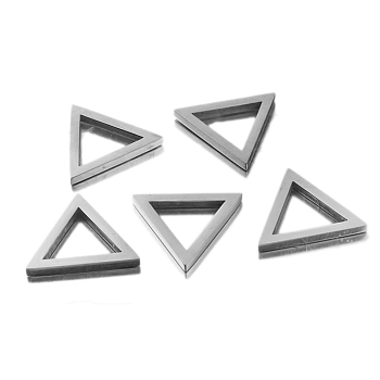 304 Stainless Steel Linking Rings, Triangle, Stainless Steel Color, 20x18x2mm