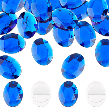 30pcs Self-Adhesive Acrylic Rhinestone Stickers, for DIY Decoration and Crafts, Faceted, Oval, Blue, 40x30x6.5mm