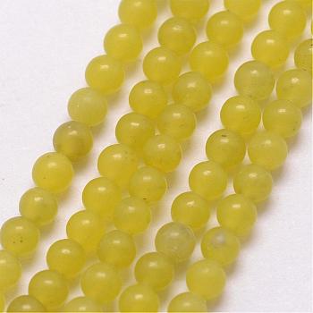 Natural Olive Jade Beads Strands, Round, 3~3.5mm, Hole: 0.7mm, about 115~125pcs/strand, 16 inch