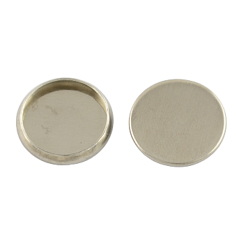 Flat Round 304 Stainless Steel Plain Edge Bezel Cups, Cabochon Settings, Stainless Steel Color, 8x1.5mm