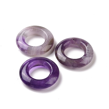 Natural Amethyst Pendants, Ring Charms, 30x7mm, Hole: 15.5mm