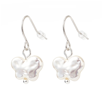 Plastic Pearl Butterfly Dangle Earrings, 304 Stainless Steel Jewelry for Women, Creamy White, 27mm, Pin: 0.6mm