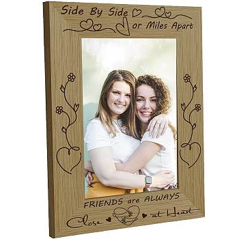 Natural Wood Photo Frames, for Pictures Wall & Tabletop Decor Accessories, Rectangle, Heart, 218x168mm, Inner Diameter: 142x90mm