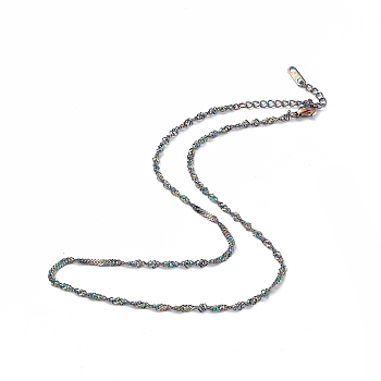 Ion Plating(IP) 304 Stainless Steel Singapore Chain Necklace for Men Women, Rainbow Color, 15.94 inch(40.5cm)