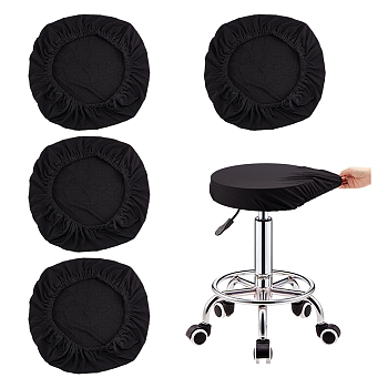 Fiber Stretch Round Bar Stool Covers, Stool Cushion Slipcover, Black, 500mm