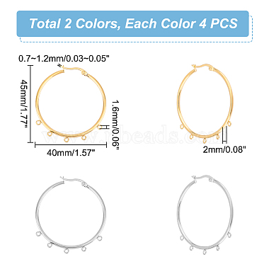 unicraftale 8pcs 2 couleurs 304 résultats de boucles d'oreilles huggie hoop en acier inoxydable(STAS-UN0044-76)-3