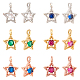Nbeads 12Pcs 6 Colors Brass Inlaid Clear Cubic Zirconia Charms(ZIRC-NB0001-72)-1