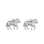 304 Stainless Steel Charms, Zebra, Stainless Steel Color, 11.5x14x2mm, Hole: 1.2mm(STAS-L022-570P)