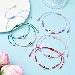 Seed Beads Beaded Beacelets, Braided Nylon Thread Adjustable Bracelets for Women, Smiling Face, Mixed Color, Inner Diameter: 3.54 inch(9cm)(BJEW-MZ00327)