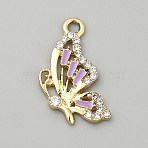 Alloy Enamel Pendants, with Rhinestone, Butterfly Charm, Violet, 25x14.5x2.8mm, Hole: 2.4mm(FIND-TAC0035-22G-03)