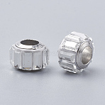 Glass European Beads, Large Hole Beads, with Brass Core, Faceted, Rondelle, Platinum, Clear, 9x7mm, Hole: 5mm(GPDL-S039-02J)
