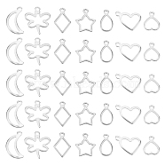 CHGCRAFT 140Pcs 7 Style 304 Stainless Steel Pendants, Hollow, Mixed Shapes, Stainless Steel Color, 10~15x7~14x0.8mm, Hole: 1~1.4mm, 20pcs/style(STAS-CA0001-55)