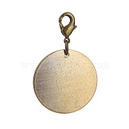 Brass Pendants, Stamping Blank Tag, with Lobster Claw Clasps, Flat Round, Antique Bronze, 39mm, Pendant: 25x1mm(HJEW-JM00396-02)