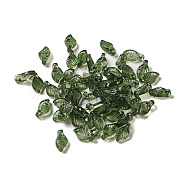 Transparent Acrylic Charms, for Earrings Accessories, Leaf Charms, Green, 9.7x5.5x3.6mm, Hole: 1.2mm(TACR-G041-01B)