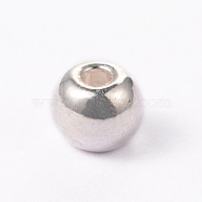 Alloy Round Beads, Cadmium Free & Lead Free, Silver Color Plated, 4mm, Hole: 1mm(PALLOY-ZN818-4mm-S-RS)