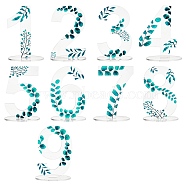 Leaf Pattern Acrylic Digital Seat Board Seat Card, for Wedding, Restaurant, Birthday Party Table Decorations, Dark Turquoise, 60x80x115~120mm(DIY-WH0320-39A)