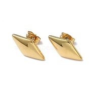 Ion Plating(IP) 304 Stainless Steel Stud Earring for Women, Rhombus, Real 18K Gold Plated, 17.5x9mm, Pin: 0.8mm(EJEW-I285-22G)
