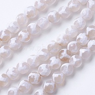 Natural Grade A Agate Beads Strands, Dyed & Heated, Round, Faceted, White, 10mm, Hole: 1.2mm, about 37pcs/strand, 14.9 inch(38cm)(G-G752-03-10mm)