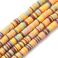 Handmade Polymer Clay Beads Strands, for DIY Jewelry Crafts Supplies, Heishi Beads, Disc/Flat Round, Aqua, 8x1mm, Hole: 2mm, about 350pcs/strand, 15.75''(40cm)(CLAY-R089-8mm-T036)