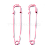 Spray Painted Iron Safety Pins, for Brooch Making, Kilt Needles, Pink, 75x17x6mm, Hole: 4.5mm, Pin: 1.5mm(IFIN-T017-09K)