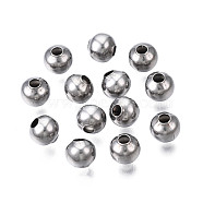 Round 304 Stainless Steel Beads, for Jewelry Craft Making, Stainless Steel Color, 6x5.5mm, Hole: 2mm(STAS-TAC0004-6mm-P)