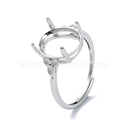 Adjustable 925 Sterling Silver Ring Components, with Cubic Zirconia, Flower, Real Platinum Plated, 1.2~4.5mm, US Size 7 1/4(17.5mm)(STER-K179-40P)
