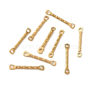 Ion Plating(IP) 304 Stainless Steel Connector Charms, Textured Bar Links, Real 18K Gold Plated, 15x2.5x1.2mm, Hole: 1.2mm(STAS-Q323-09G)