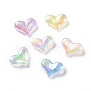 UV Plating Rainbow Iridescent Acrylic Beads, with Glitter Powder, Heart, Mixed Color, 16.5x22.5x9mm, Hole: 1.6mm(OACR-C010-01)