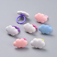 Acrylic Cuff Finger Rings, with Resin, Kids Jewelry, Cloud, Random Single Color or Random Mixed Color, 13.5~14mm(RJEW-JR00271-M)