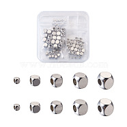 304 Stainless Steel Beads, Cube, Stainless Steel Color, 2~6x2~6x2~6mm, Hole: 1.5~3mm, 125pcs/box(STAS-TA0004-70P)