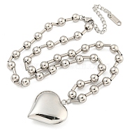 Non-Tarnish 304 Stainless Steel Heart Pendant Necklaces for Women, Stainless Steel Color, 14.96 inch(38cm)(NJEW-Z040-03P)