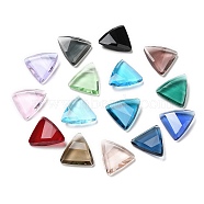Glass Rhinestone Cabochons, Faceted, Triangle, Mixed Color, 16x15.5x5mm(GLAA-B012-50)