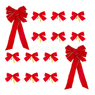 AHADEMAKER 14Pcs 2 Style Polyester Bowknots, with Iron Twist Tie, for Christmas and Party Decorations, Red, 36~290x69~76x4~21mm(DIY-GA0003-54)