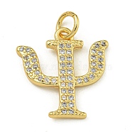 Rack Plating Brass Micro Pave Clear Cubic Zirconia Pendants, Long-Lasting Plated, Lead Free & Cadmium Free, Libra, Real 18K Gold Plated, 16x15x1.5mm, Hole: 3.5mm(KK-Z067-01G-01)