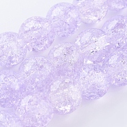 Two Tone Crackle Glass Bead Strands, Round, Lilac, 8~8.5mm, Hole: 1mm, about 50~52pcs/strand, 14.9 inch~15.7 inch(38~40cm)(X-CCG-I001-03)