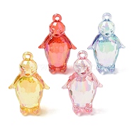 Electroplate Transparent UV Plating Acrylic Pendants, Iridescent, Penguin Charms, Mixed Color, 48.5x29x16mm, Hole: 3mm(OACR-I014-15)