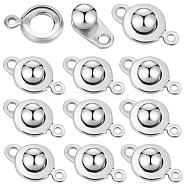 20Pcs 201 Stainless Steel Snap Clasps, Flat Round, Stainless Steel Color, 15x9x5mm, Hole: 1.5mm and 2mm(STAS-BBC0005-88B)