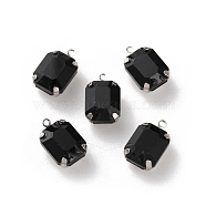 Rhinestone Pendants, with Brass Findings, Rectangle, Jet, 13x8x5.5mm, Hole: 1.2mm(RGLA-P038-02P-07)