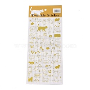 Hot Gold Foil Paper Self-Adhesive Stickers, for DIY Photo Album Diary Scrapbook Decoration, Cat Shape, 175x85x0.1mm, Sticker: 4~30x4~28.5mm(DIY-K076-01D)