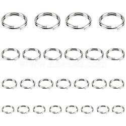 304 Stainless Steel Split Rings, Double Loops Jump Rings, Stainless Steel Color, 4.5~8x1mm, Inner Diameter: 3.5~7mm, 800pcs/box(STAS-UN0006-83P)