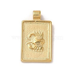 304 Stainless Steel Pendants, Rectangle with Constellations, Real 14K Gold Plated, Cancer, 25x14x2mm, Hole: 2mm(X-STAS-L022-306G-04)