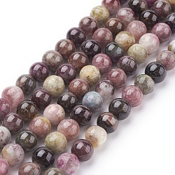 Natural Tourmaline Beads strands, Round, 6mm, Hole: 1mm, 31pcs/strand, 7.5 inch(G-C076-6mm-10)