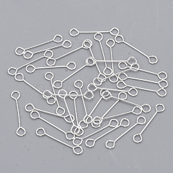 Iron Eye Pins, Cadmium Free & Lead Free, Double Sided Eye Pins, Silver, 15x0.4mm, Hole: 1.8mm, Head: 3mm(IFIN-S126-01A-S)