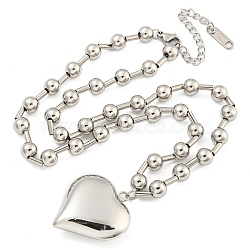 Non-Tarnish 304 Stainless Steel Heart Pendant Necklaces for Women, Stainless Steel Color, 14.96 inch(38cm)(NJEW-Z040-03P)