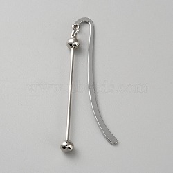 Alloy Bookmarks, Beadable Bar Hook Bookmark, Platinum, 91mm(AJEW-SZC0009-01P)