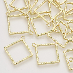 Ion Plating(IP) Alloy Open Back Bezel Pendants, For DIY UV Resin, Epoxy Resin, Pressed Flower Jewelry, Rhombus, Light Gold, 30x27x2mm, Hole: 1.8mm(PALLOY-N150-37-01)