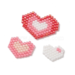 3Pcs 3 Style Handmade MIYUKI Japanese Seed Beads, Loom Pattern, Heart, Mixed Color, 10~18x12~23x2mm, 1Pc/style(PALLOY-MZ00028)